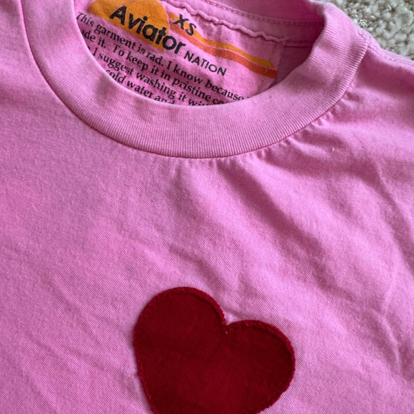 Aviator Nation Pink and Red Heart Short Sleeve Tee - Picture 3 of 5